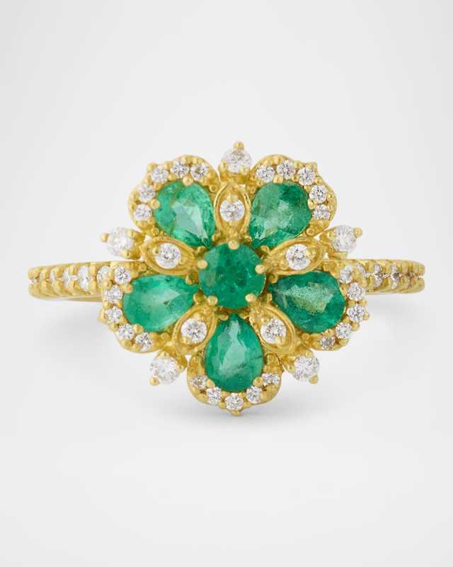 Jasmine Bloom Diamond and Emerald Statement Ring